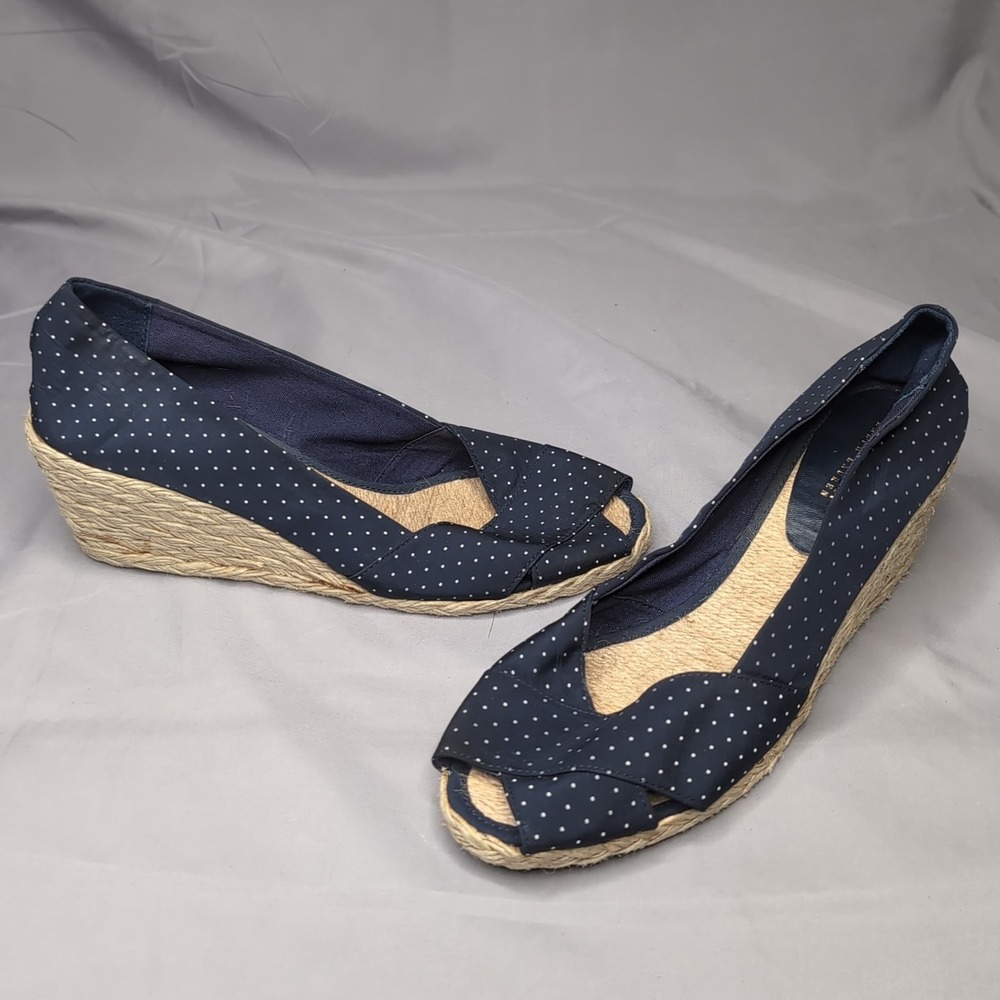 Lauren Ralph Lauren Espadrille Wedge Polka Dot Peep Toe Heels